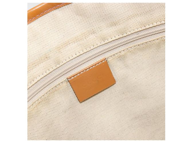 Borsa Tote Gucci GG Canvas Sherry Line Beige Oro 211971 Auth am11431 D'oro - vista 15
