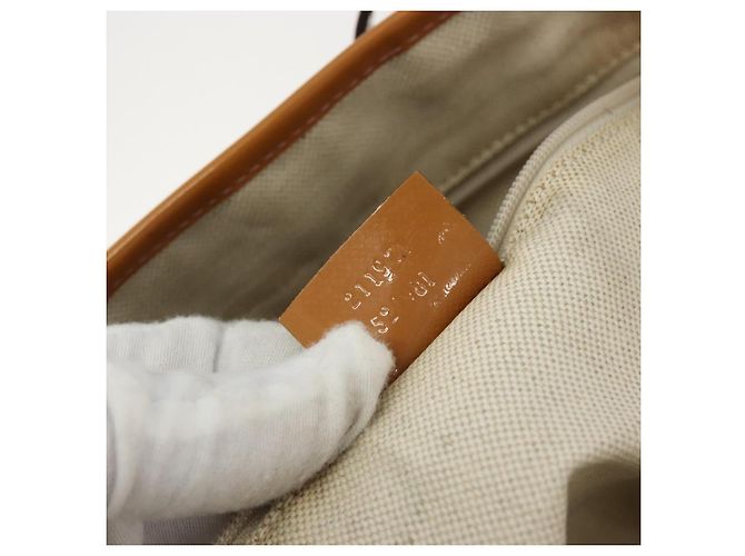 Borsa Tote Gucci GG Canvas Sherry Line Beige Oro 211971 Auth am11431 D'oro - vista 21