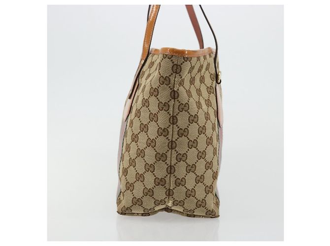 Borsa Tote Gucci GG Canvas Sherry Line Beige Oro 211971 Auth am11431 D'oro - vista 5