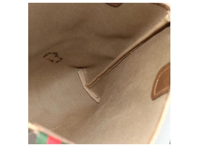 Borsa tote in PVC beige e rosso della linea Sherry GG Supreme di GUCCI 39 02 003 Auth 176694 - vista 17