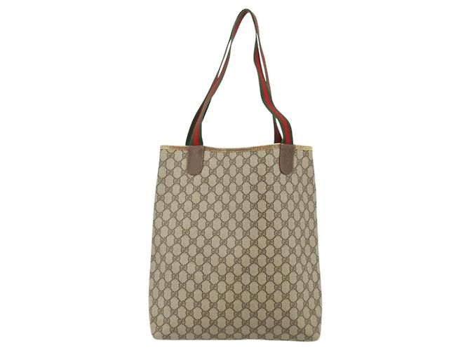 Borsa tote in PVC beige e rosso della linea Sherry GG Supreme di GUCCI 39 02 003 Auth 176694 - vista 3