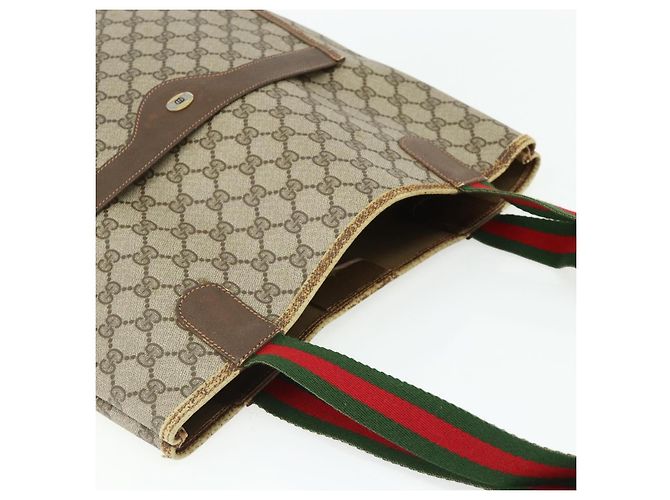 Borsa tote in PVC beige e rosso della linea Sherry GG Supreme di GUCCI 39 02 003 Auth 176694 - vista 6