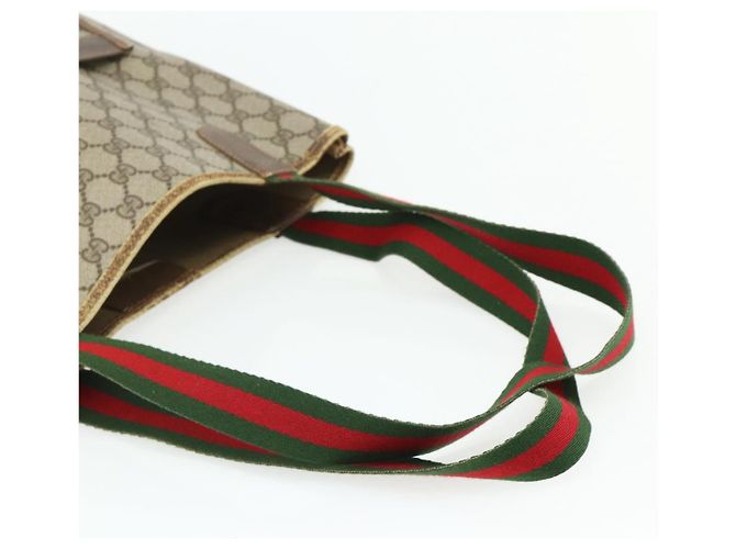 Borsa tote in PVC beige e rosso della linea Sherry GG Supreme di GUCCI 39 02 003 Auth 176694 - vista 7