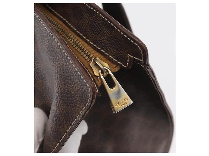 Céline Borsa tote in tela Macadam CELINE in pelle PVC marrone oro Auth 176329 D'oro - vista 10