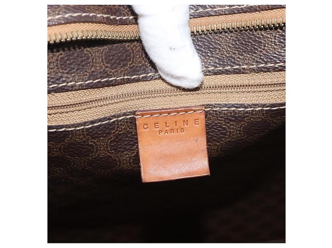 Céline Borsa tote in tela Macadam CELINE in pelle PVC marrone oro Auth 176329 D'oro - vista 18