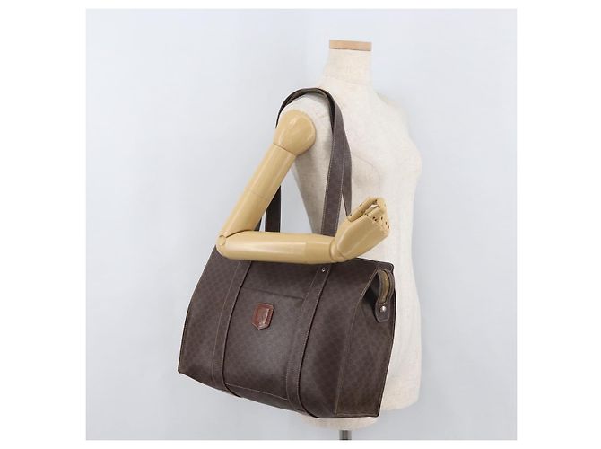 Céline Borsa tote in tela Macadam CELINE in pelle PVC marrone oro Auth 176329 D'oro - vista 23
