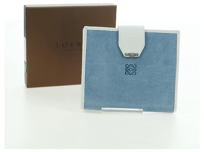 Portafoglio LOEWE Camoscio Azzurro Chiaro Argento Auth BA12283V Blu chiaro - vista 12