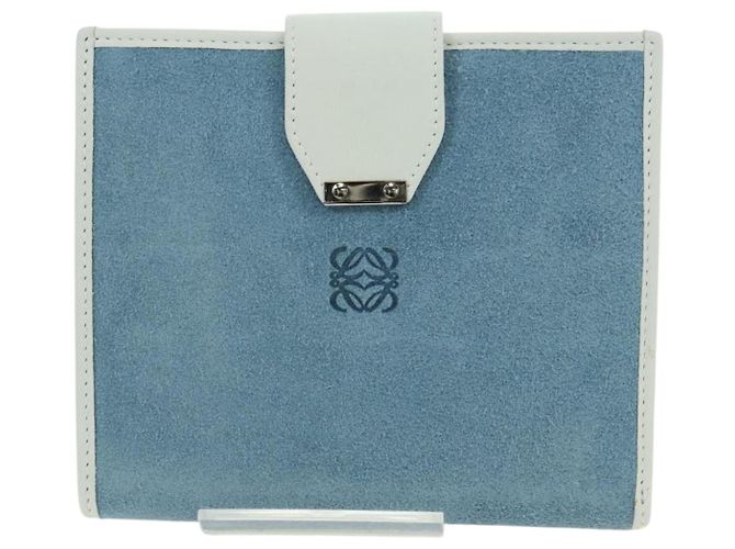 Portafoglio LOEWE Camoscio Azzurro Chiaro Argento Auth BA12283V Blu chiaro - vista 13