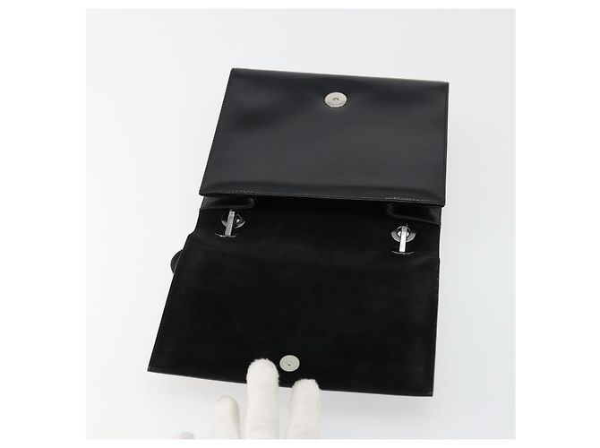 Bolso de mano GUCCI de cuero negro plateado 007 2002 Auth 176212 Plata - vista 14