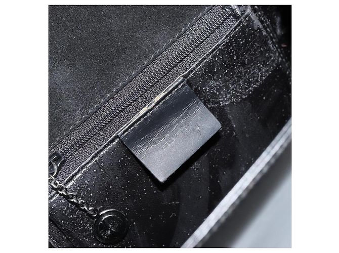 Bolso de mano GUCCI de cuero negro plateado 007 2002 Auth 176212 Plata - vista 15