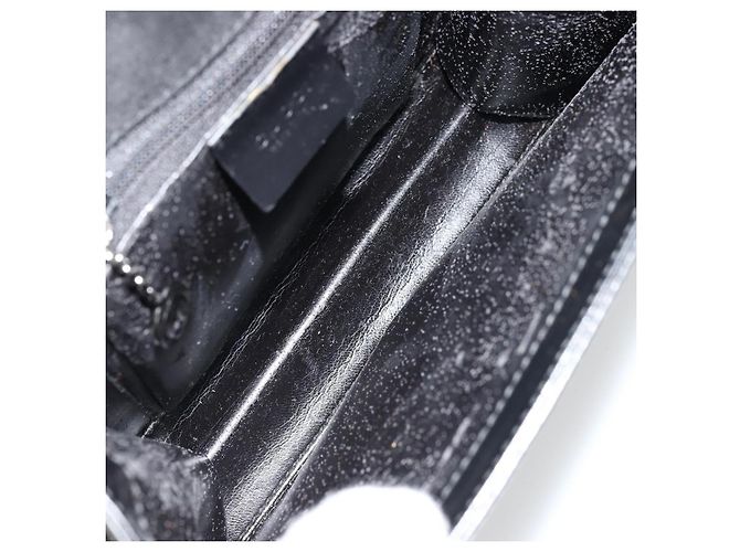 Bolso de mano GUCCI de cuero negro plateado 007 2002 Auth 176212 Plata - vista 16