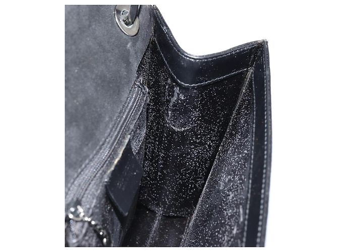 Bolso de mano GUCCI de cuero negro plateado 007 2002 Auth 176212 Plata - vista 17
