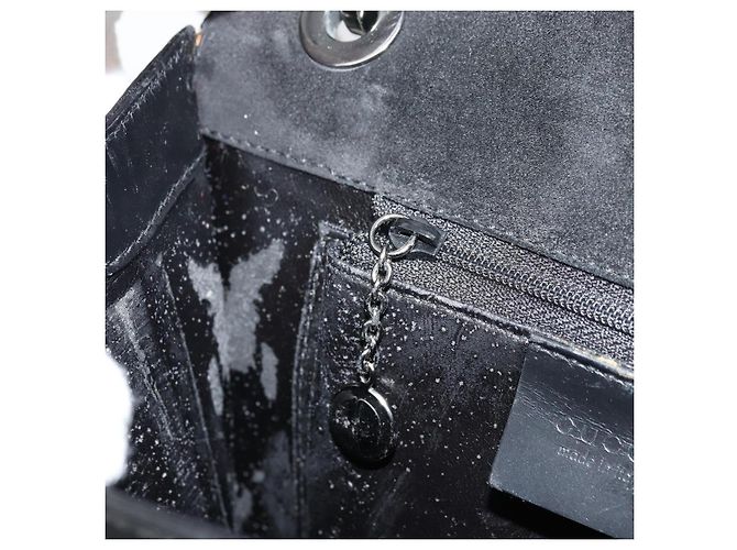 Bolso de mano GUCCI de cuero negro plateado 007 2002 Auth 176212 Plata - vista 19