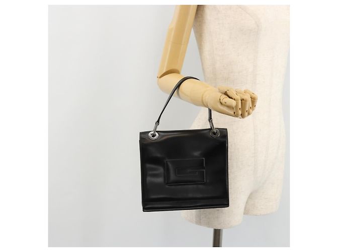 Bolso de mano GUCCI de cuero negro plateado 007 2002 Auth 176212 Plata - vista 22