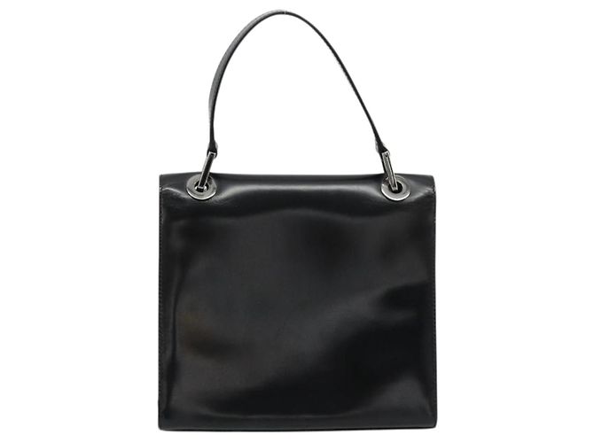 Bolso de mano GUCCI de cuero negro plateado 007 2002 Auth 176212 Plata - vista 3