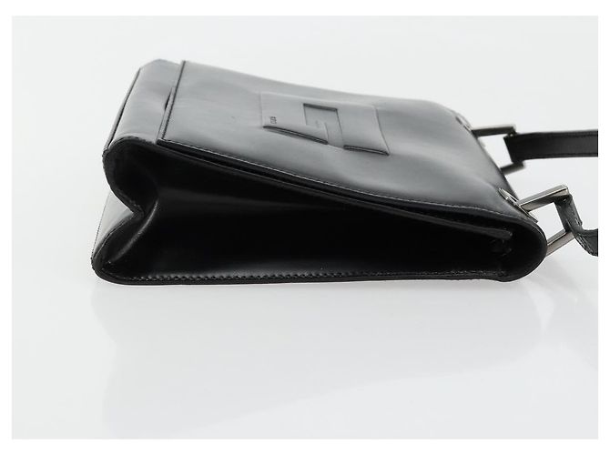 Bolso de mano GUCCI de cuero negro plateado 007 2002 Auth 176212 Plata - vista 4