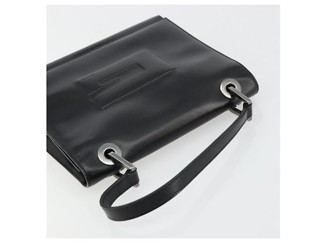Bolso de mano GUCCI de cuero negro plateado 007 2002 Auth 176212 Plata - vista 6