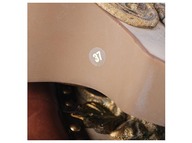 Miu Miu, Cammeo Baroque, zeppa in pelle Marrone - vista 6