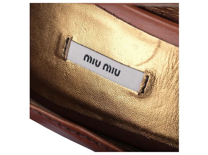 Miu Miu, Cammeo Baroque, zeppa in pelle Marrone - vista 7
