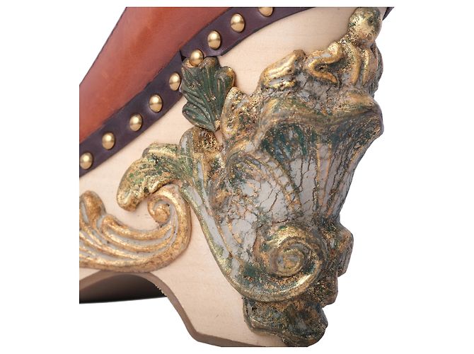 Miu Miu, Cammeo Baroque, zeppa in pelle Marrone - vista 9