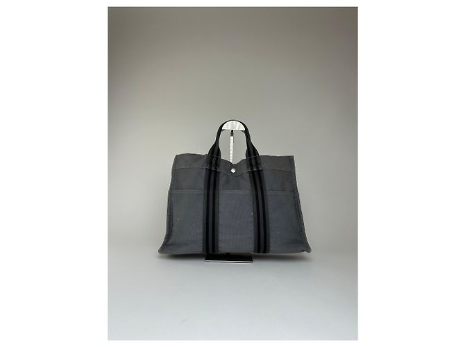 Vintage HERMÈS Canvas Tote Bag Grau - Ansicht 10