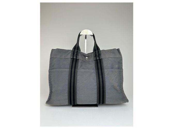 Vintage HERMÈS Canvas Tote Bag Grau - Ansicht 11