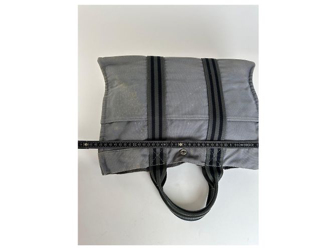 Vintage HERMÈS Canvas Tote Bag Grau - Ansicht 12