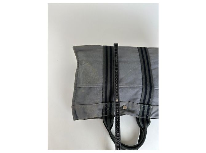 Vintage HERMÈS Canvas Tote Bag Grau - Ansicht 13