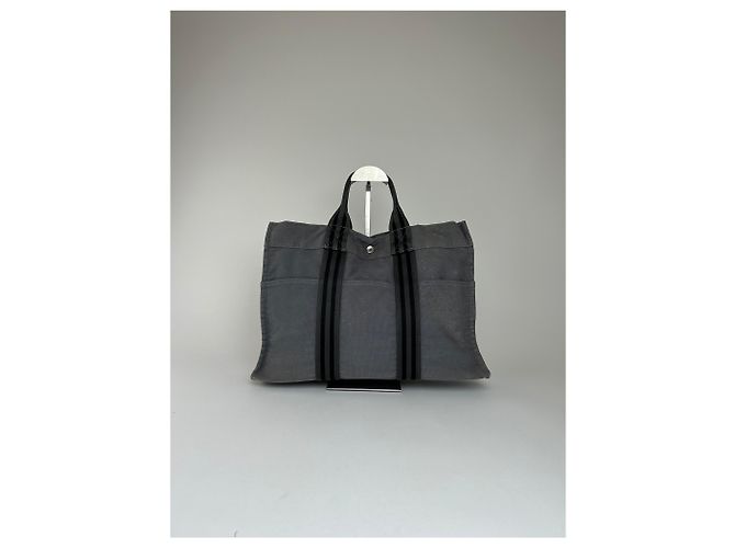 Vintage HERMÈS Canvas Tote Bag Grau - Ansicht 2