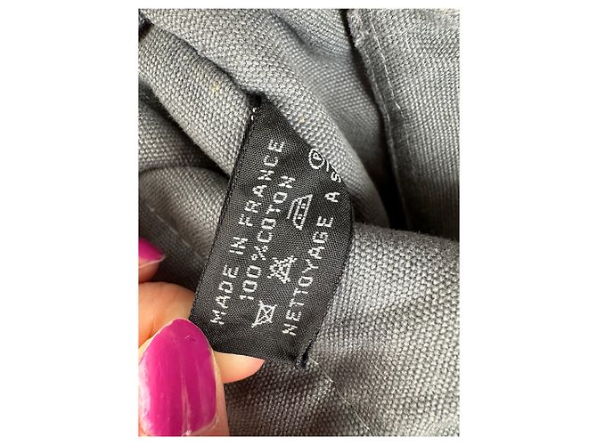 Vintage HERMÈS Canvas Tote Bag Grau - Ansicht 8