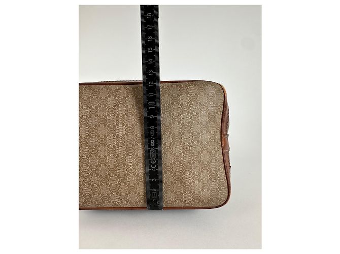 Céline Borsa a secchiello Macadam vintage Celine in tela beige - vista 14