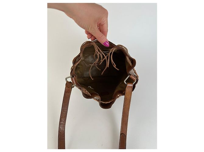 Céline Borsa a secchiello Macadam vintage Celine in tela beige - vista 3