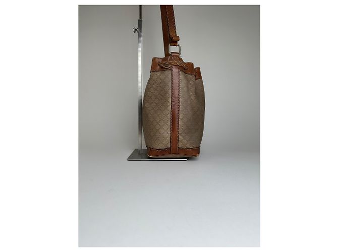 Céline Borsa a secchiello Macadam vintage Celine in tela beige - vista 4