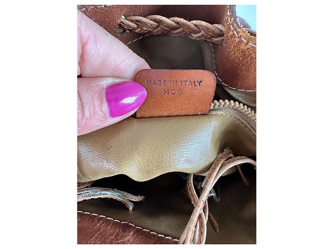 Céline Borsa a secchiello Macadam vintage Celine in tela beige - vista 7
