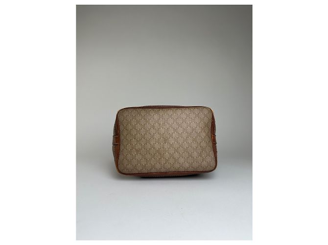 Céline Borsa a secchiello Macadam vintage Celine in tela beige - vista 8