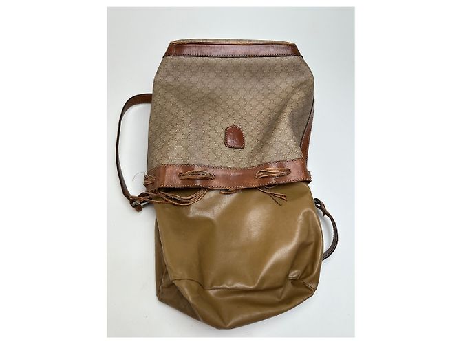 Céline Borsa a secchiello Macadam vintage Celine in tela beige - vista 9