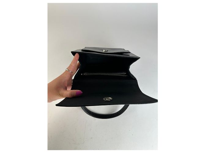 Courreges Vintage Courrèges Top Handle Bag Leather Black Noir - vue 4