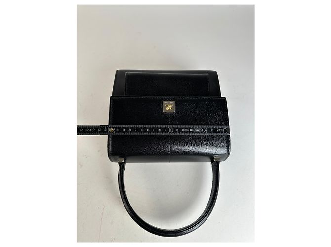 Courreges Vintage Courrèges Top Handle Bag Leather Black Noir - vue 9