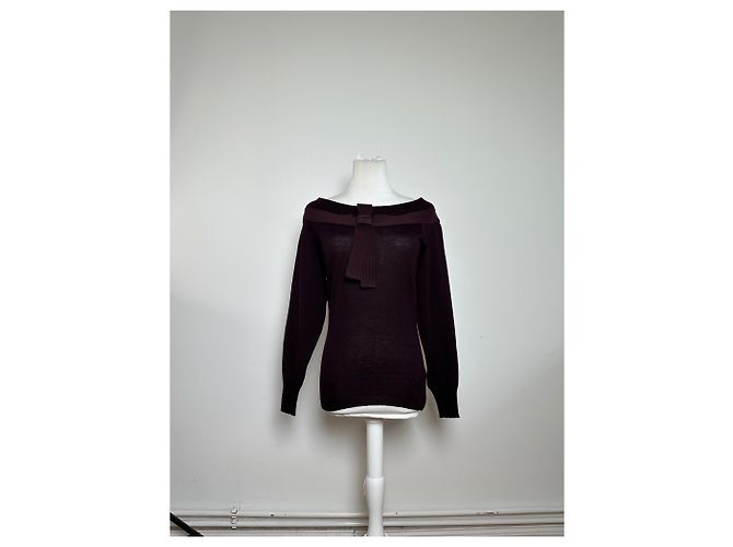 Gianni Versace Pull en maille vintage Versace à épaules dénudées violet S - vue 10