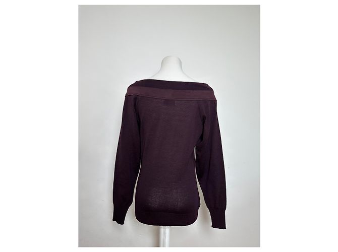 Gianni Versace Pull en maille vintage Versace à épaules dénudées violet S - vue 12