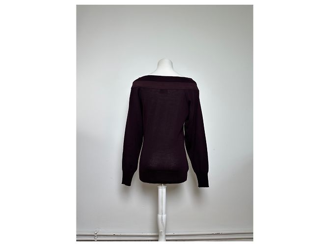 Gianni Versace Pull en maille vintage Versace à épaules dénudées violet S - vue 3