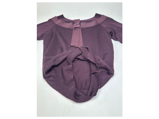 Gianni Versace Pull en maille vintage Versace à épaules dénudées violet S - vue 4