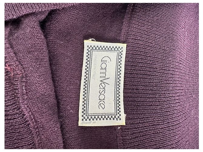 Gianni Versace Pull en maille vintage Versace à épaules dénudées violet S - vue 5