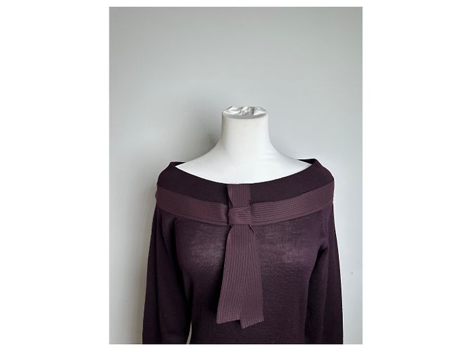 Gianni Versace Pull en maille vintage Versace à épaules dénudées violet S - vue 6