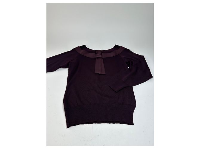 Gianni Versace Pull en maille vintage Versace à épaules dénudées violet S - vue 7