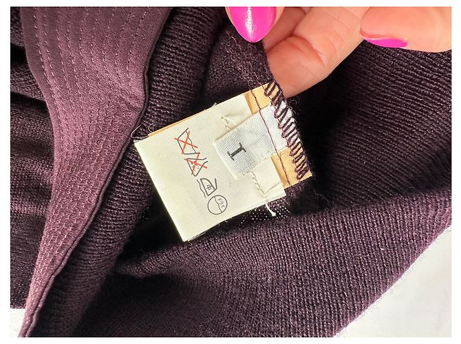Gianni Versace Pull en maille vintage Versace à épaules dénudées violet S - vue 8