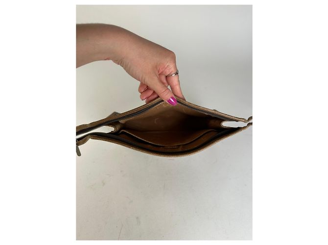 Vintage Gucci GG Plus Canvas Clutch Beige Grau - Ansicht 4