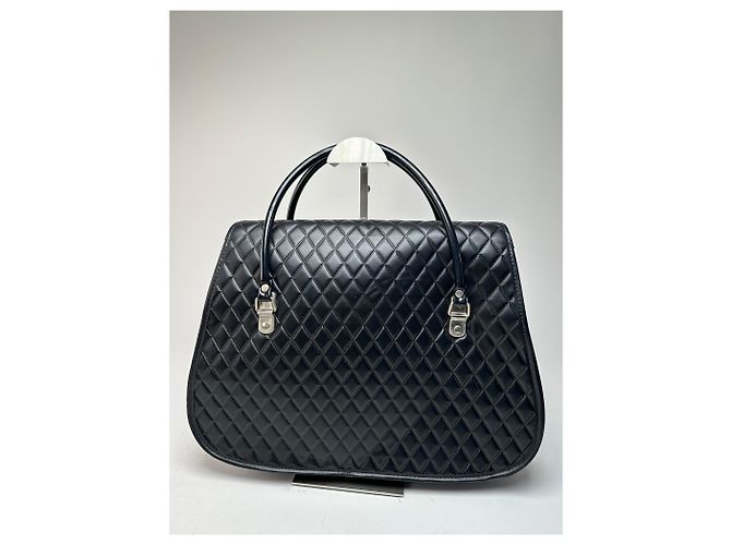 Comme Des Garcons Vintage Comme des Garçons patentiertes, gesteppte Handtasche in Schwarz - Ansicht 12