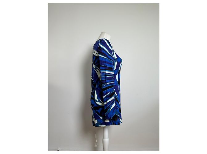 Vintage Emilio Pucci Viskose-Jersey Mini Kleid Blau Mehrfarbig S - Ansicht 12