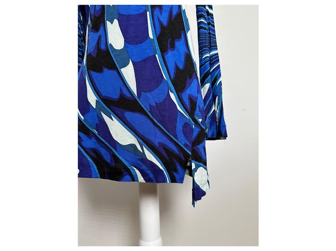 Vintage Emilio Pucci Viskose-Jersey Mini Kleid Blau Mehrfarbig S - Ansicht 4